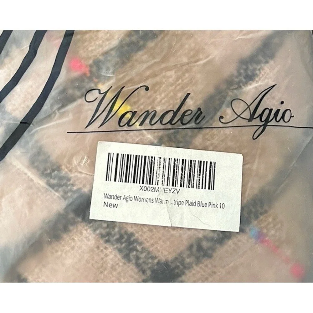 Wander Agio Women's Fashion Long Shawl Big Grid Winter Warm Scarf Pink/Blue/Tan